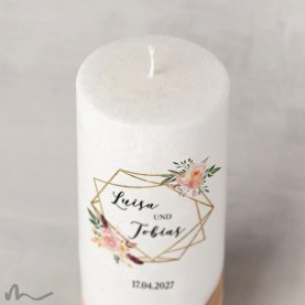 Hochzeitskerze Holzelement Docht Glamourös Ø8 x 20 cm