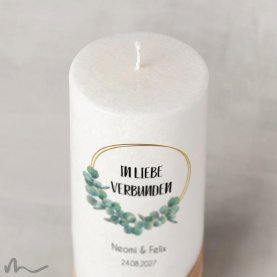 Hochzeitskerze Holzelement Docht Eukalyptus Ø8 x 20 cm