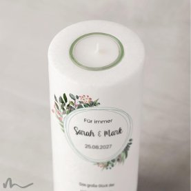 Hochzeitskerze Blätterprint Ø8 x 20 cm