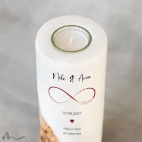 Hochzeitskerze Holzelement Infinity Heart Ø8 x 20 cm