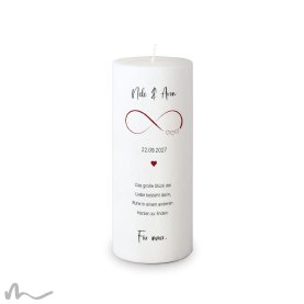 Hochzeitskerze Docht Infinity Heart Ø8 x 20 cm