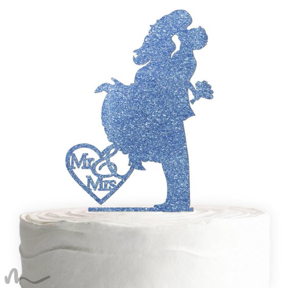 Cake Topper Sprung Blau Glitzer