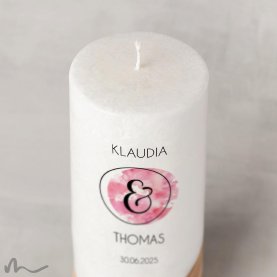 Hochzeitskerze Holzelement Docht Kreisrund Ø8 x 20 cm