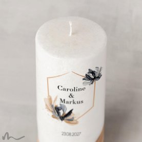 Hochzeitskerze Holzelement Docht Zeitlos Elegant Ø8 x 20 cm