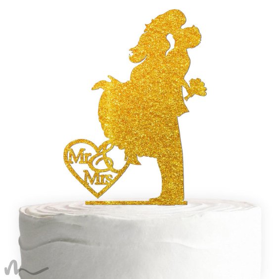 Cake Topper Sprung Gold Glitzer