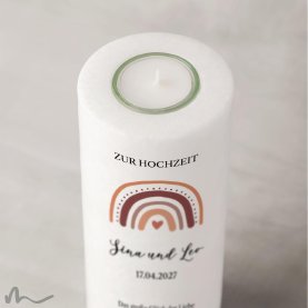Hochzeitskerze Regenbogen Erdtöne Ø8 x 20 cm