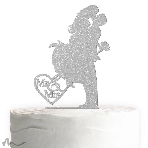 Cake Topper Sprung Silber Glitzer