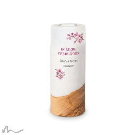 Hochzeitskerze Holzelement Magnolie Ø8 x 20 cm