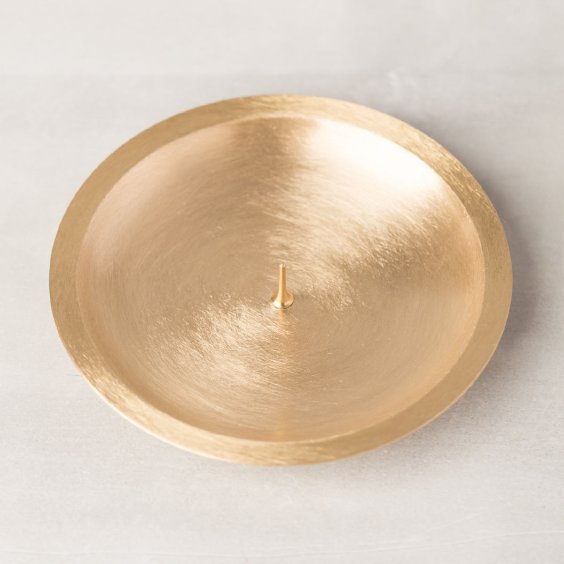 Kerzenteller Messing gebürstet mit Dorn gold Ø 10 cm zweite Wahl