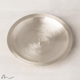 Kerzenteller Messing gebürstet mit Dorn silber Ø 10 cm