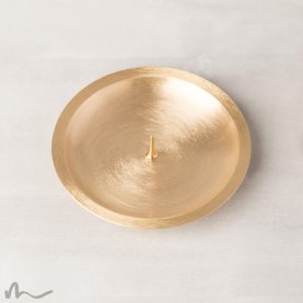Kerzenteller Messing gebürstet mit Dorn gold Ø 8 cm