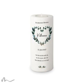 Trauerkerze Blätterherz Ø8 x 20 cm