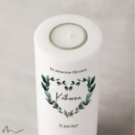 Trauerkerze Blätterherz Ø8 x 20 cm