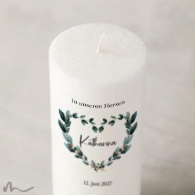Trauerkerze Docht Blätterherz Ø8 x 20 cm