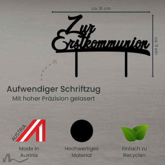 Cake Topper Zur Erstkommunion Schwarz