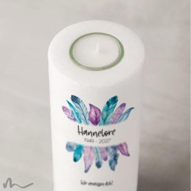 Trauerkerze Federn Ø8 x 20 cm