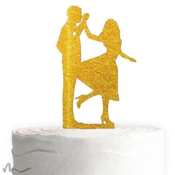 Cake Topper Tanz Gold Glitzer