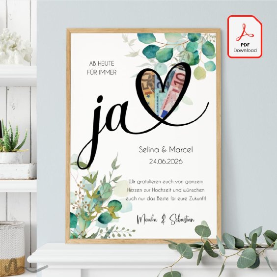 Geldgeschenk Poster Ja Eukalyptus