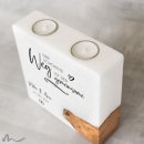 Hochzeitskerze Holzelement Gemeinsamer Weg 20 x 20 cm