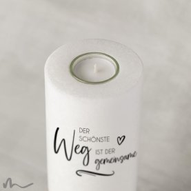 Hochzeitskerze Holzelement Gemeinsamer Weg Ø9 x 25 cm