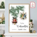 Geldgeschenk Poster Frohe Weihnachten Stern Glocke Rot