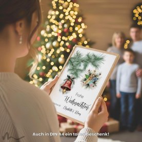 Geldgeschenk Poster Frohe Weihnachten Stern Glocke Rot