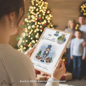 Geldgeschenk Poster Frohe Weihnachten Kugel Blau Nussknacker