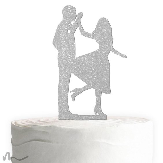 Cake Topper Tanz Silber Glitzer