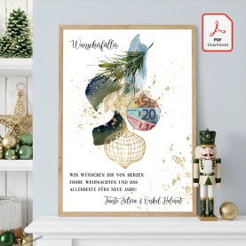 Geldgeschenk Poster Frohe Weihnachten Abstrakt Kugel