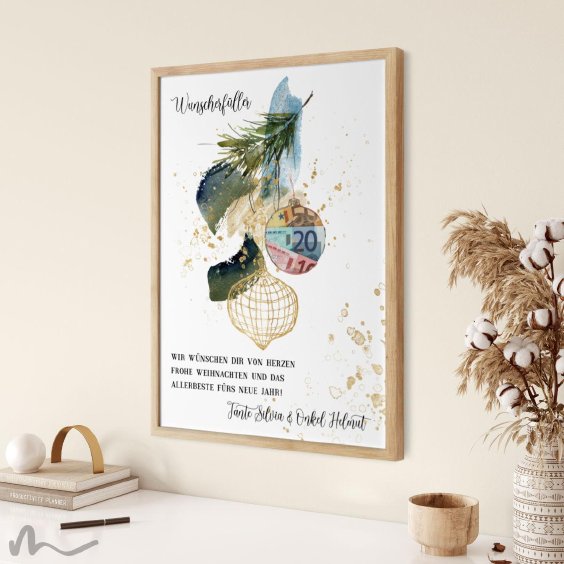 Geldgeschenk Poster Frohe Weihnachten Abstrakt Kugel