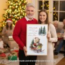 Geldgeschenk Poster Frohe Weihnachten Bär Schlitten