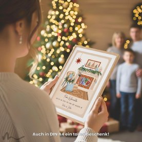 Geldgeschenk Poster Frohe Weihnachten Cozy Kamin