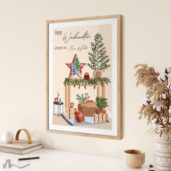 Geldgeschenk Poster Frohe Weihnachten Cozy Stern