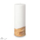 Kerze mit Holzelement und Docht Blanko 9 x 25 cm