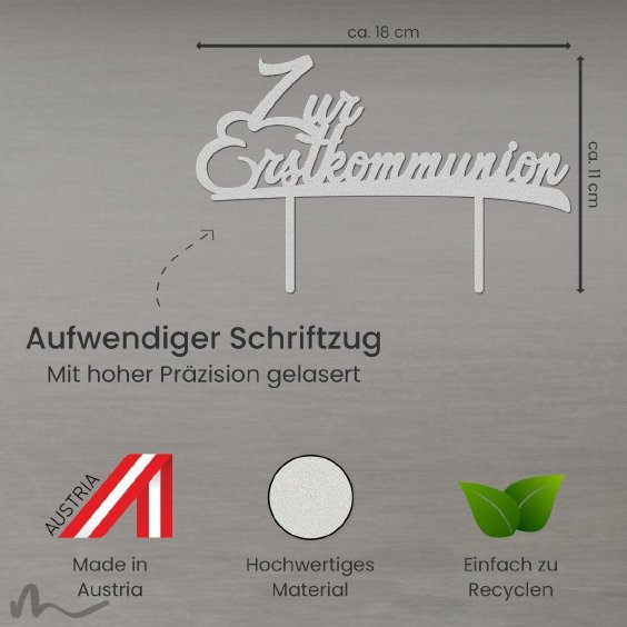 Cake Topper Zur Erstkommunion Satiniert