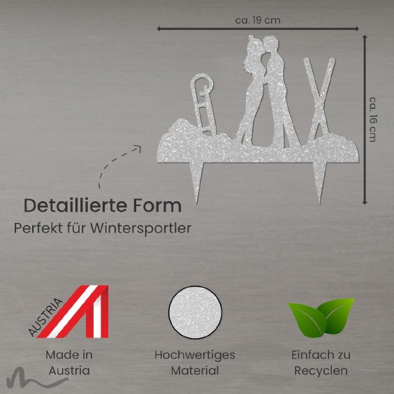 Cake Topper Wintersport Silber Glitzer