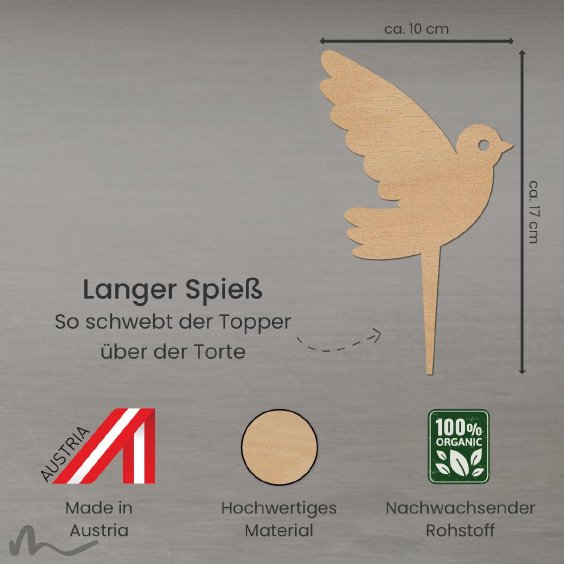 Cake Topper Taube Holz