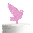 Cake Topper Taube Pink Glitzer