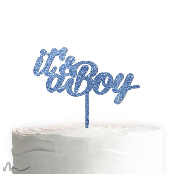 Cake Topper Its a Boy Blau Glitzer