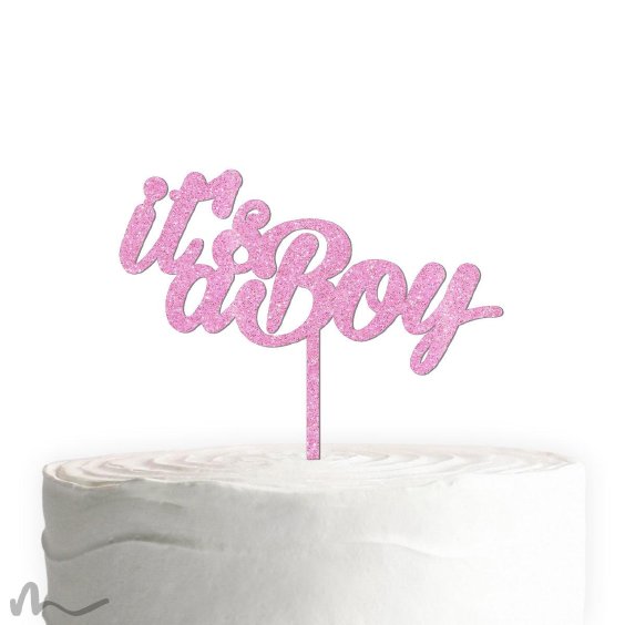 Cake Topper Its a Boy Pink Glitzer