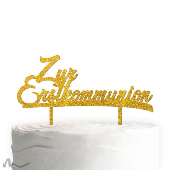Cake Topper Zur Erstkommunion Gold Glitzer