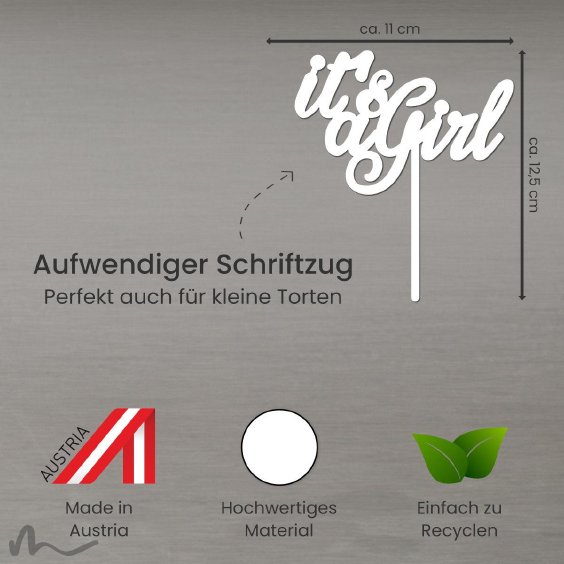 Cake Topper Its a Girl Weiss