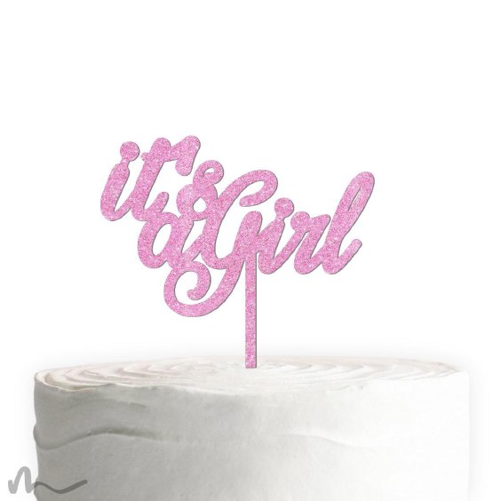Cake Topper Its a Girl Pink Glitzer