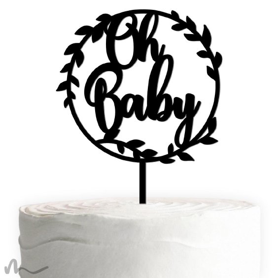 Cake Topper Oh Baby Schwarz