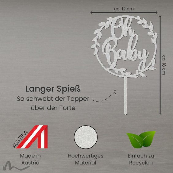 Cake Topper Oh Baby Satiniert