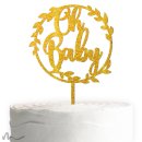 Cake Topper Oh Baby Gold Glitzer