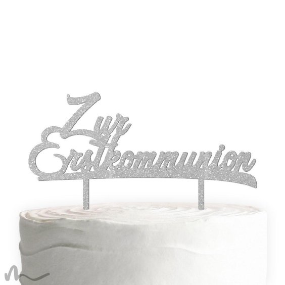 Cake Topper Zur Erstkommunion Silber Glitzer