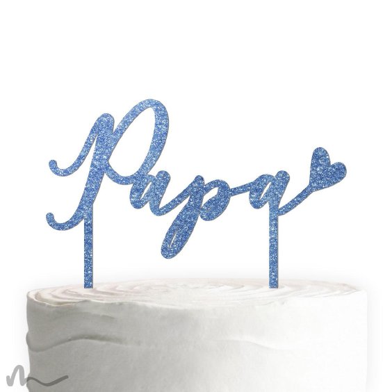 Cake Topper Papa Blau Glitzer