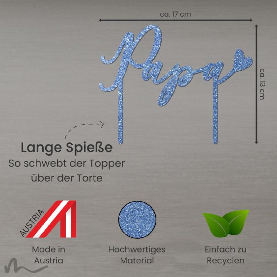 Cake Topper Papa Blau Glitzer