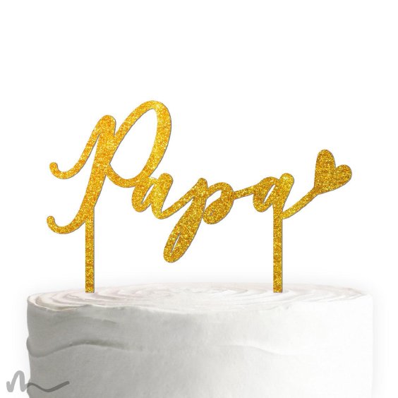 Cake Topper Papa Gold Glitzer